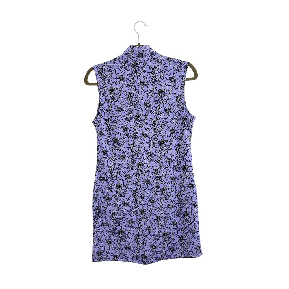 IBKUL Purple Floral Sleeveless Quarter Zip Golf Tennis Dress UPF 50+ Sz S - Picture 3 of 7